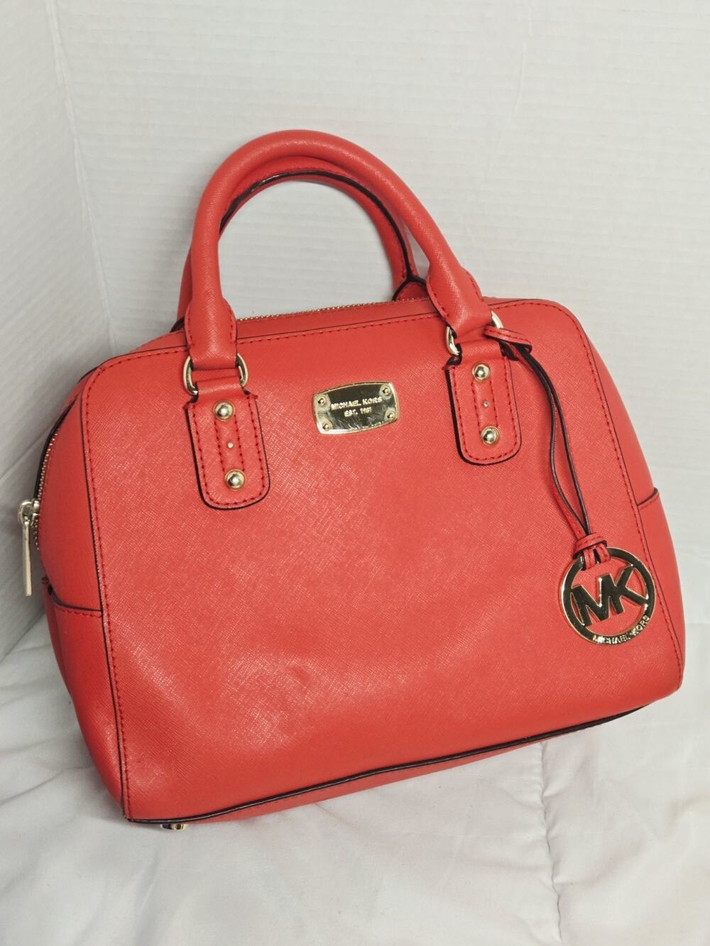 MICHAEL KORS Ciara Women's Handbag Red Saffiano Leather Satchel Casual Strap
